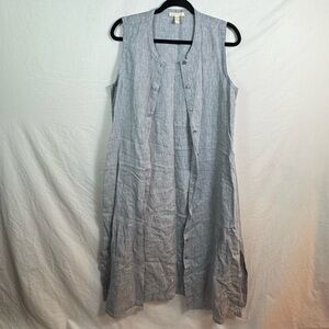 Eileen Fisher Light Gray Button-Front Midi Dress Womens Size S